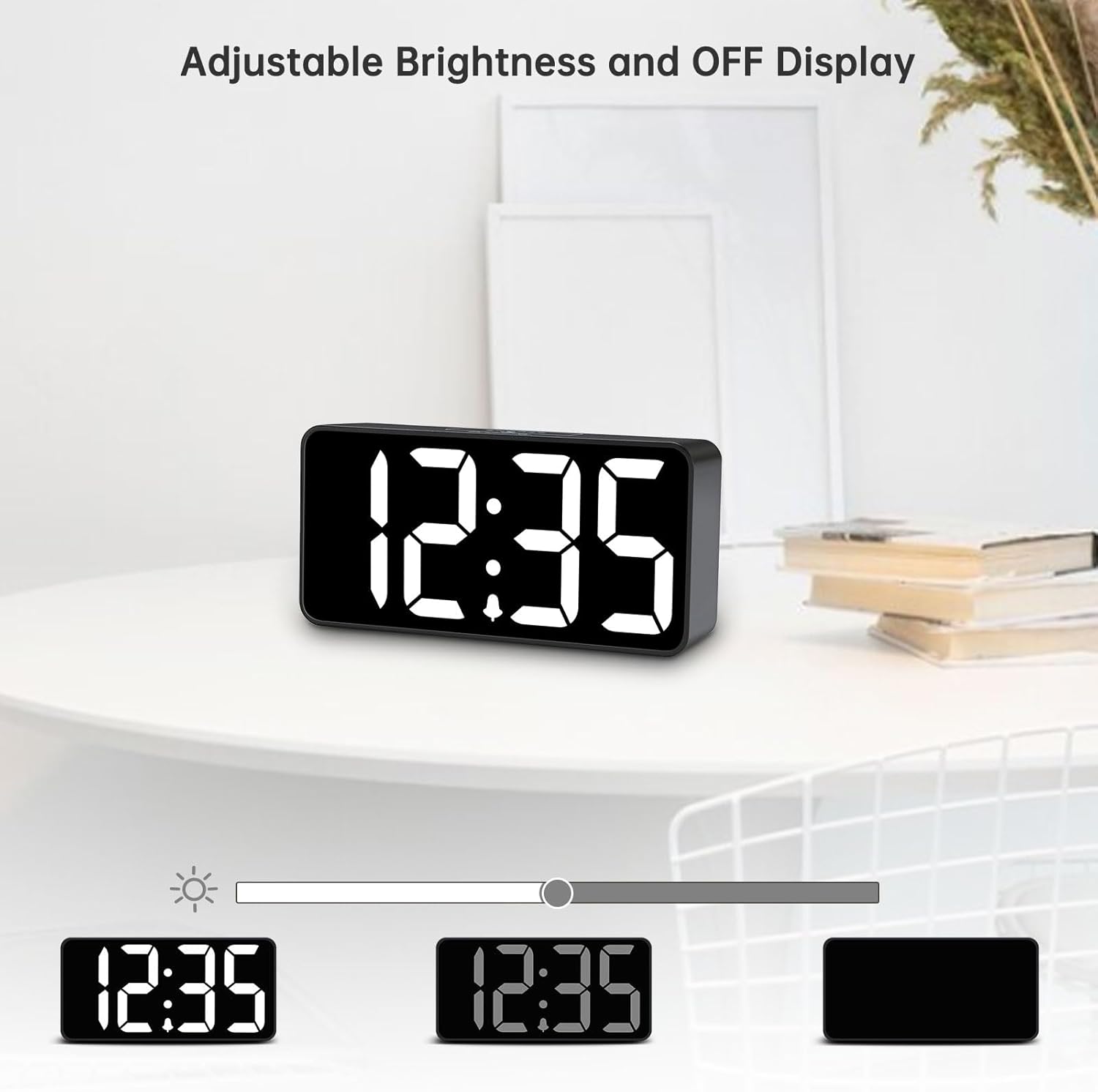 DreamSky Small Digital Alarm Clock for Bederoom, Large Big Numbers Display with Brightness Dimmer, Electric Bedside Desk Clock with USB Charging Port, Adjustable Alarm Volume, 12/24H, Snooze - Grand Goldman