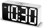 DreamSky Small Digital Alarm Clock for Bederoom, Large Big Numbers Display with Brightness Dimmer, Electric Bedside Desk Clock with USB Charging Port, Adjustable Alarm Volume, 12/24H, Snooze - Grand Goldman