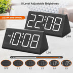 DreamSky Wooden Digital Alarm Clocks for Bedrooms - Electric Desk Clock with Large Numbers, USB Port, Loud Alarm for Heavy Sleepers, Adjustable Volume, Dimmer, Snooze, DST, 12/24H, Wood Décor Gifts - Grand Goldman