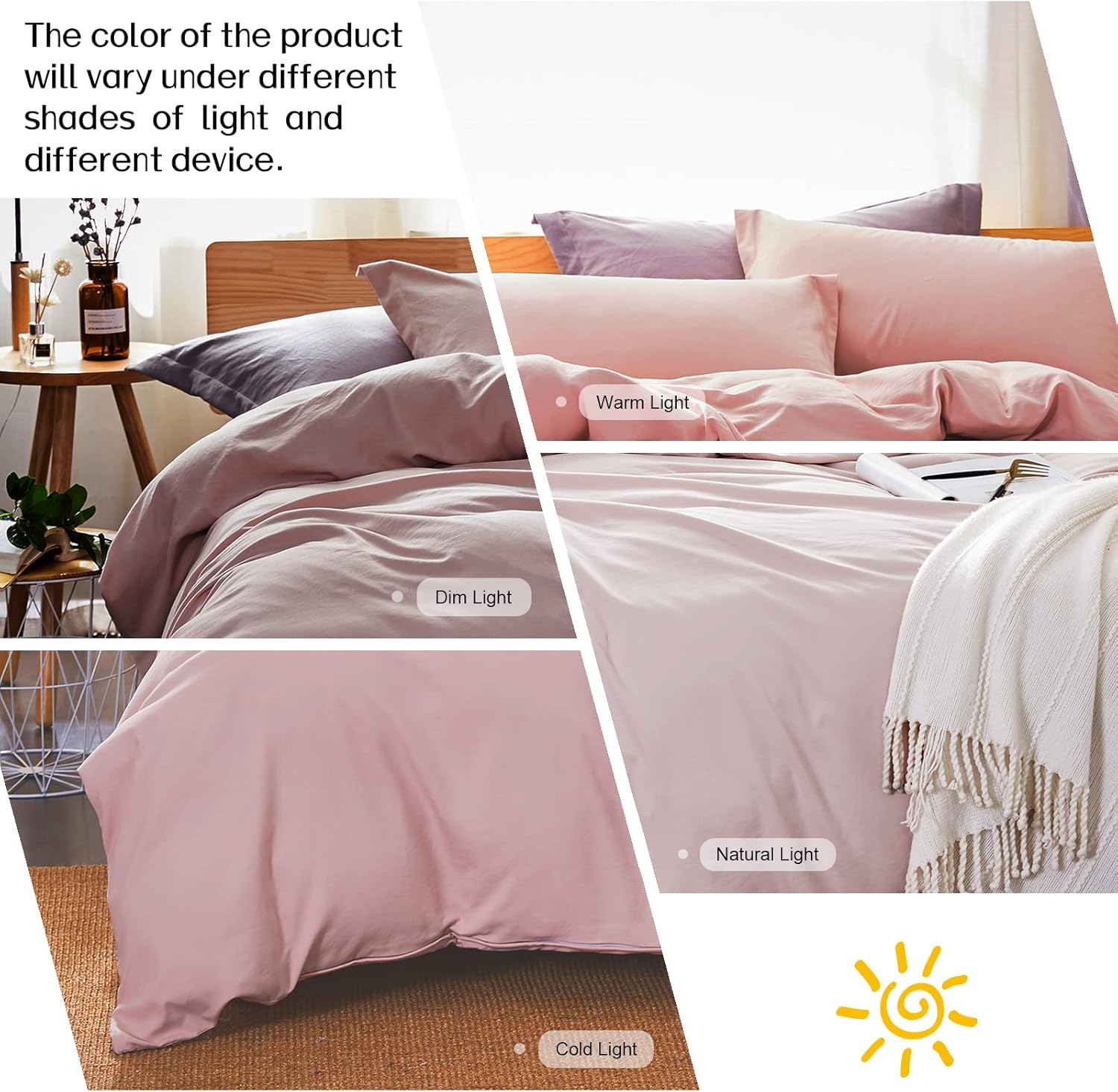 Dreaming Wapiti Duvet Cover Queen,Washed Microfiber Pink Queen Size Duvet Cover Set,Solid Color - Soft and Breathable with Zipper Closure & Corner Ties (Pink Mocha, Queen) - Grand Goldman