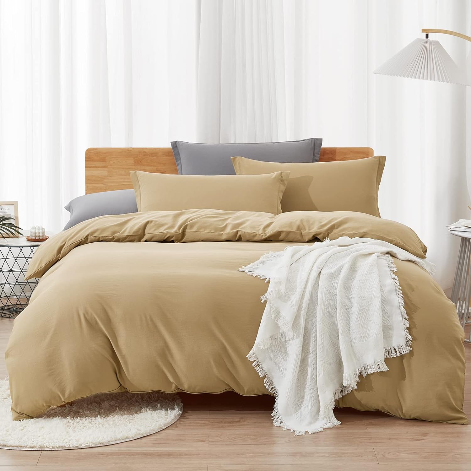 Dreaming Wapiti Duvet Cover Queen,Washed Microfiber Pink Queen Size Duvet Cover Set,Solid Color - Soft and Breathable with Zipper Closure & Corner Ties (Pink Mocha, Queen) - Grand Goldman