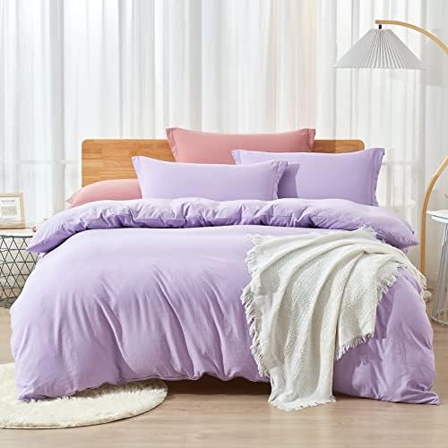 Dreaming Wapiti Duvet Cover Queen,Washed Microfiber Pink Queen Size Duvet Cover Set,Solid Color - Soft and Breathable with Zipper Closure & Corner Ties (Pink Mocha, Queen) - Grand Goldman
