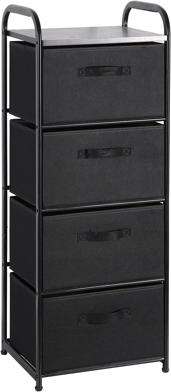 Dresser Storage with 3 Drawers, Fabric Dresser Tower, Vertical Storage Unit for Bedroom, Closet, Office, Black - Grand Goldman
