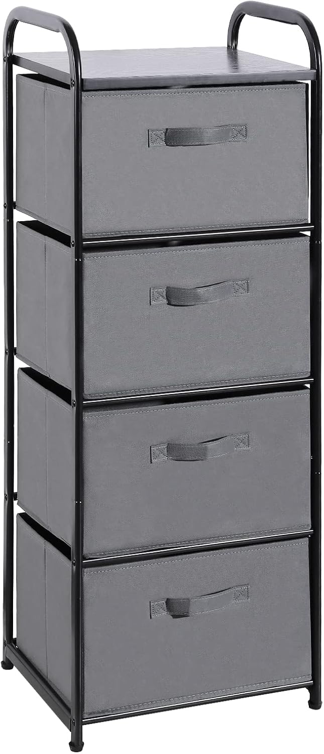 Dresser Storage with 3 Drawers, Fabric Dresser Tower, Vertical Storage Unit for Bedroom, Closet, Office, Black - Grand Goldman