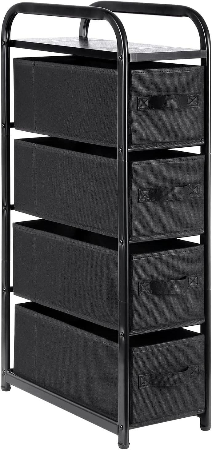 Dresser Storage with 3 Drawers, Fabric Dresser Tower, Vertical Storage Unit for Bedroom, Closet, Office, Black - Grand Goldman