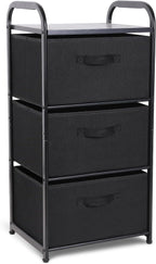 Dresser Storage with 3 Drawers, Fabric Dresser Tower, Vertical Storage Unit for Bedroom, Closet, Office, Black - Grand Goldman