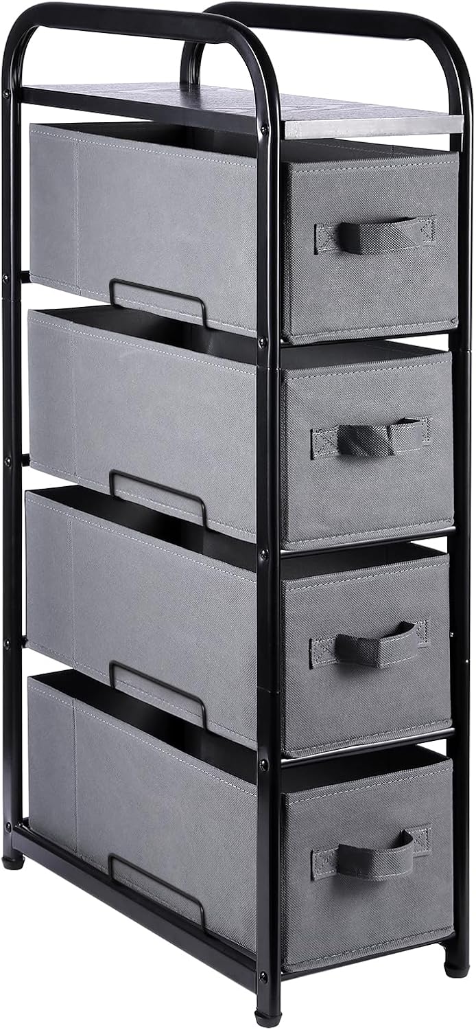 Dresser Storage with 3 Drawers, Fabric Dresser Tower, Vertical Storage Unit for Bedroom, Closet, Office, Black - Grand Goldman