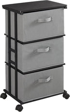 Dresser Storage with 3 Drawers, Fabric Dresser Tower, Vertical Storage Unit for Bedroom, Closet, Office, Black - Grand Goldman