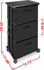 Dresser Storage with 3 Drawers, Fabric Dresser Tower, Vertical Storage Unit for Bedroom, Closet, Office, Black - Grand Goldman