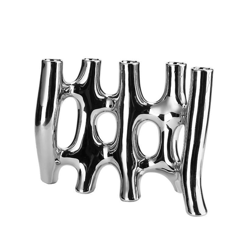 Dried Flower Ornaments Indoor Abstract Ceramic Vase - Grand Goldman