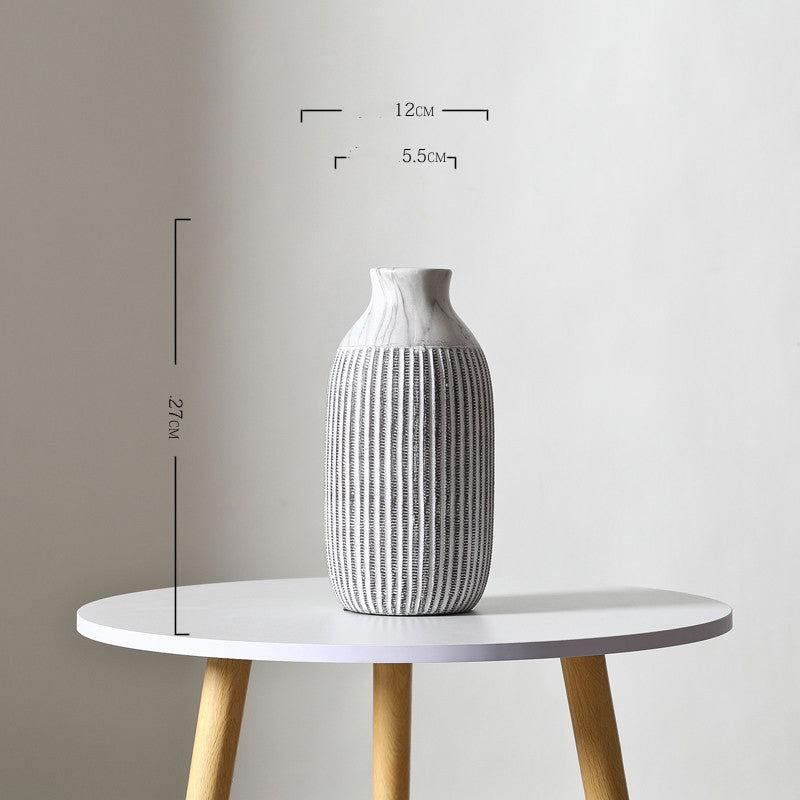 Dried Flower Vase Ceramic Vertical Pattern Ornaments - Grand Goldman