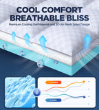 Dual Layer 4 Inch Memory Foam Mattress Topper for Pain Relief with 2X Support, 2" Fluffy Pillow Top Queen Mattress Topper Plus 2" Odor-Free Cooling Gel Memory Foam Ultra Comfort Mattress Pad Cover - Grand Goldman