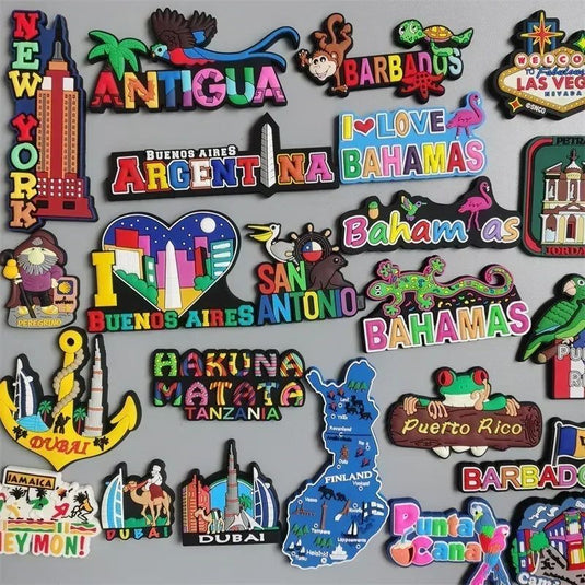 Dubai Tanzania Antigua New York Bahamas Puerto Rico Finland Barbados Argentina Kenya Cancun Mexico Jamaica PVC Fridge Magnet - Grand Goldman