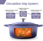 Dutch Ovens with Lid, Enameled Cast Iron Covered 5.5 Quart Dutch Oven with Dual Handle, Darkcyan - Grand Goldman