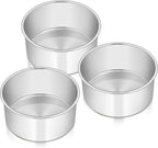 E-far 6 Inch Cake Pan Set of 3, Stainless Steel Round Smash Cake Baking Pans Tins, Non-Toxic & Healthy, Mirror Finish & Dishwasher Safe - Grand Goldman