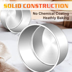 E-far 6 Inch Cake Pan Set of 3, Stainless Steel Round Smash Cake Baking Pans Tins, Non-Toxic & Healthy, Mirror Finish & Dishwasher Safe - Grand Goldman