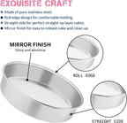 E-far 8 Inch Cake Pan Set of 3, Stainless Steel Round Layer Cake Baking Pans, Non-Toxic & Healthy, Mirror Finish & Dishwasher Safe - Grand Goldman