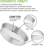 E-far 8 Inch Cake Pan Set of 3, Stainless Steel Round Layer Cake Baking Pans, Non-Toxic & Healthy, Mirror Finish & Dishwasher Safe - Grand Goldman