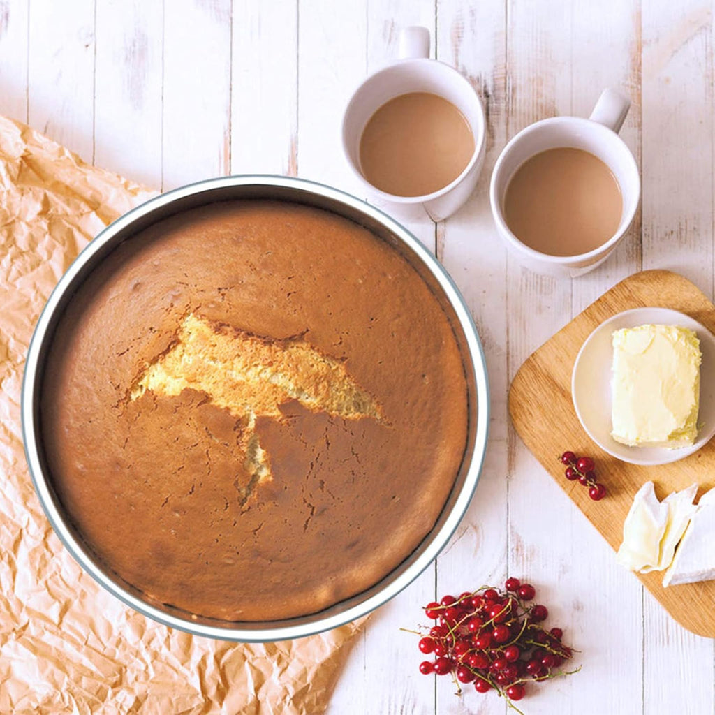 E-far 8 Inch Cake Pan Set of 3, Stainless Steel Round Layer Cake Baking Pans, Non-Toxic & Healthy, Mirror Finish & Dishwasher Safe - Grand Goldman