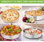 E-far 8 Inch Cake Pan Set of 3, Stainless Steel Round Layer Cake Baking Pans, Non-Toxic & Healthy, Mirror Finish & Dishwasher Safe - Grand Goldman