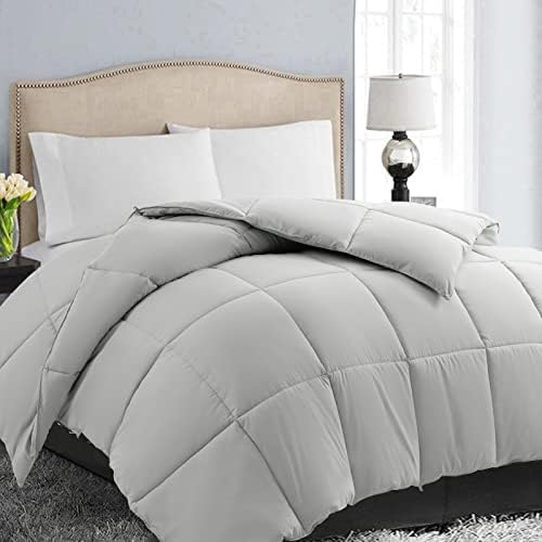 EASELAND All Season Queen Size Soft Quilted Down Alternative Comforter Reversible Duvet Insert with Corner Tabs,Winter Summer Warm Fluffy,White,88x88 inches - Grand Goldman