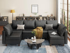 EASE MOOSE Modular Sectional Sofa with Storage, U Shaped Sectional Faux Leather Sectional Couch Large Sectional Sofa, Grey - Grand Goldman