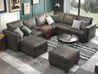 EASE MOOSE Modular Sectional Sofa with Storage, U Shaped Sectional Faux Leather Sectional Couch Large Sectional Sofa, Grey - Grand Goldman