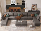 EASE MOOSE Modular Sectional Sofa with Storage, U Shaped Sectional Faux Leather Sectional Couch Large Sectional Sofa, Grey - Grand Goldman