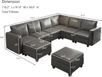 EASE MOOSE Modular Sectional Sofa with Storage, U Shaped Sectional Faux Leather Sectional Couch Large Sectional Sofa, Grey - Grand Goldman