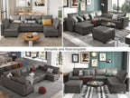EASE MOOSE Modular Sectional Sofa with Storage, U Shaped Sectional Faux Leather Sectional Couch Large Sectional Sofa, Grey - Grand Goldman