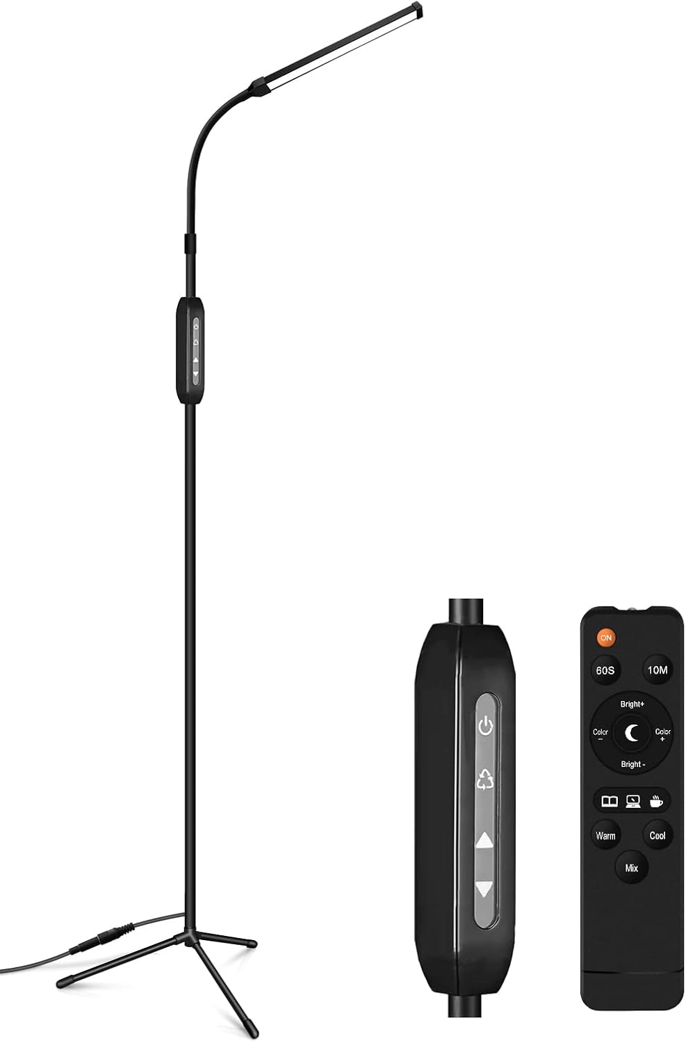 EBEST Led Floor Lamp for Eyelash Extensions Craft Task Floor Standing Light Adjustable Gooseneck Dimmable lash LED Lamp for Facial Spa Salon Makeup - Grand Goldman