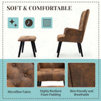 ECOTOUGE Accent Chair with Ottoman(Anti-Skid Feet Caps), Button Wingback Leisure Single Sofa, Arms Upholstered Tall Back Desk Chair for Bedroom, Reading(Brown) - Grand Goldman