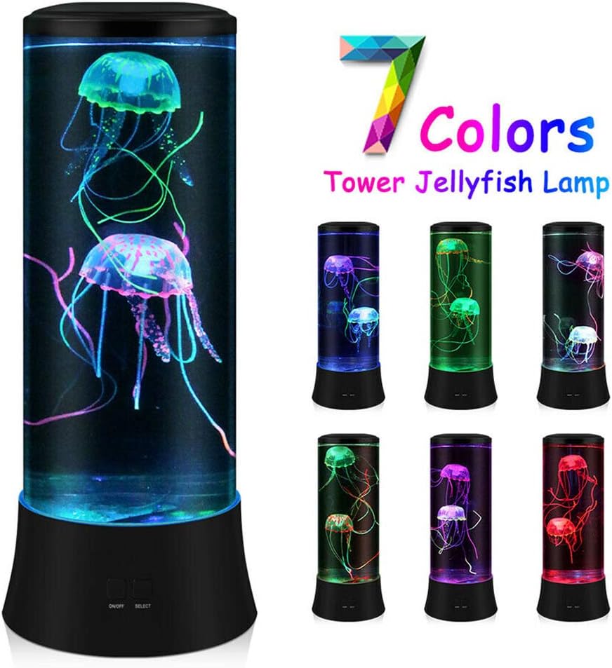 EDIER Jellyfish Lamp,LED Fantasy Jellyfish Light Lamp,7 Color Setting Jellyfish Tank Table Lamp Decorations for Home Office Decor Great Gifts for Kids - Grand Goldman