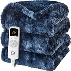 EHEYCIGA Electric Heated Blanket Throw Faux Fur, 10 Hours Auto Shut Off 9 Heating Levels Heating Blanket Throw, Soft Warm Heated Blanket Fast Heating, Faux Fur & Sherpa - Grand Goldman