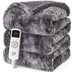 EHEYCIGA Electric Heated Blanket Throw Faux Fur, 10 Hours Auto Shut Off 9 Heating Levels Heating Blanket Throw, Soft Warm Heated Blanket Fast Heating, Faux Fur & Sherpa - Grand Goldman