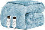 EHEYCIGA Electric Heated Blanket Throw Faux Fur, 10 Hours Auto Shut Off 9 Heating Levels Heating Blanket Throw, Soft Warm Heated Blanket Fast Heating, Faux Fur & Sherpa - Grand Goldman