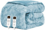 EHEYCIGA Electric Heated Blanket Throw Faux Fur, 10 Hours Auto Shut Off 9 Heating Levels Heating Blanket Throw, Soft Warm Heated Blanket Fast Heating, Faux Fur & Sherpa - Grand Goldman