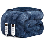 EHEYCIGA Electric Heated Blanket Throw Faux Fur, 10 Hours Auto Shut Off 9 Heating Levels Heating Blanket Throw, Soft Warm Heated Blanket Fast Heating, Faux Fur & Sherpa - Grand Goldman