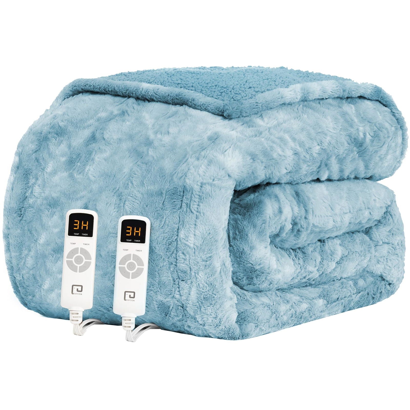 EHEYCIGA Electric Heated Blanket Throw Faux Fur, 10 Hours Auto Shut Off 9 Heating Levels Heating Blanket Throw, Soft Warm Heated Blanket Fast Heating, Faux Fur & Sherpa - Grand Goldman