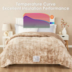 EHEYCIGA Electric Heated Blanket Throw Faux Fur, 10 Hours Auto Shut Off 9 Heating Levels Heating Blanket Throw, Soft Warm Heated Blanket Fast Heating, Faux Fur & Sherpa - Grand Goldman