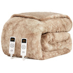 EHEYCIGA Electric Heated Blanket Throw Faux Fur, 10 Hours Auto Shut Off 9 Heating Levels Heating Blanket Throw, Soft Warm Heated Blanket Fast Heating, Faux Fur & Sherpa - Grand Goldman