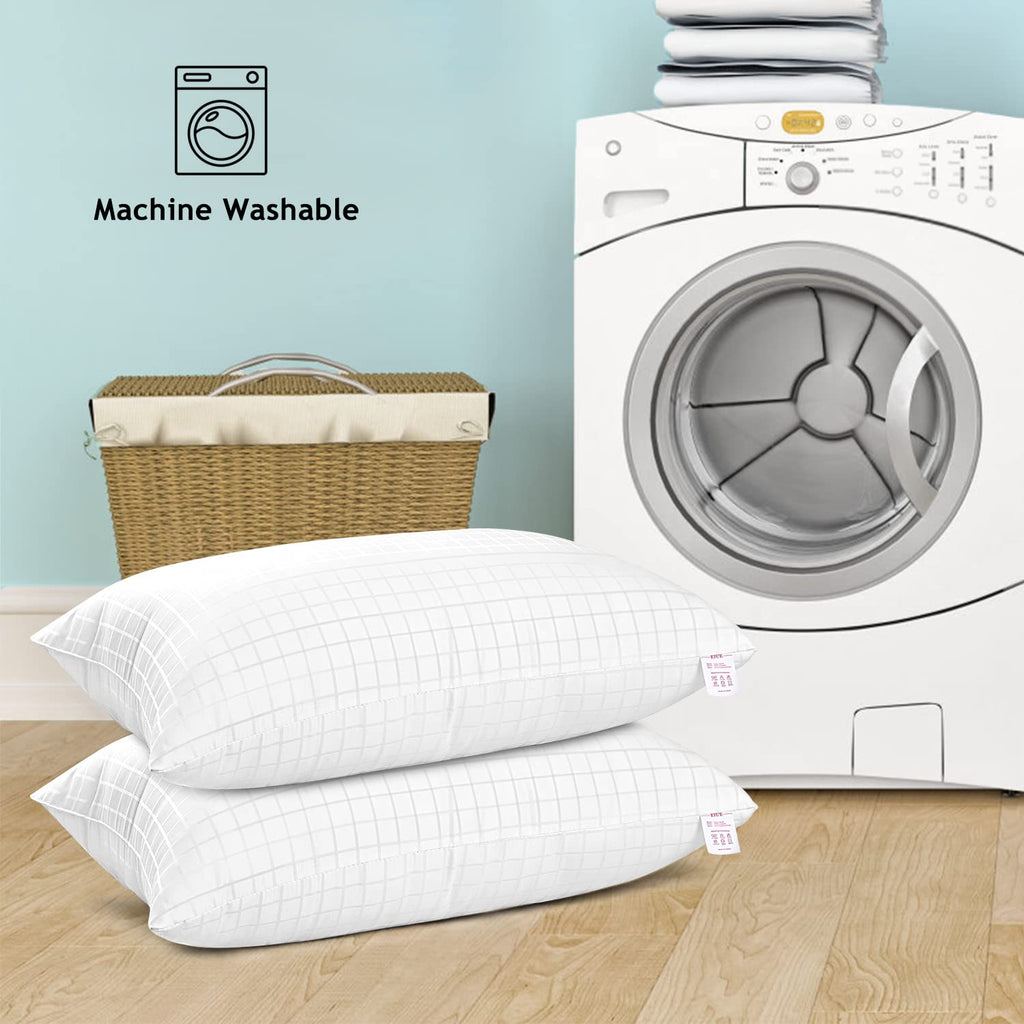 EIUE Hotel Collection Bed Pillows for Sleeping 2 Pack Queen Size，Pillows for Side and Back Sleepers,Super Soft Down Alternative Microfiber Filled Pillows,20 x 30 Inches - Grand Goldman