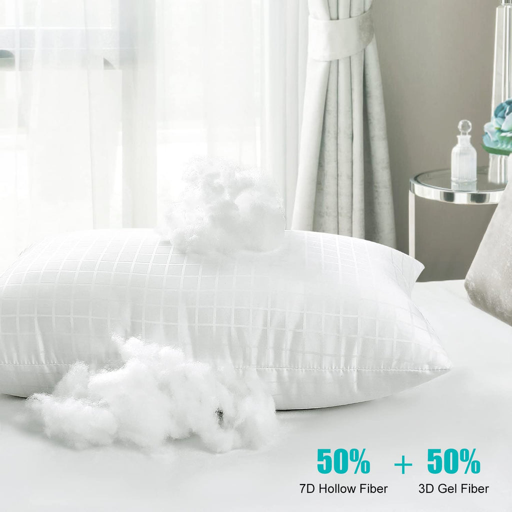 EIUE Hotel Collection Bed Pillows for Sleeping 2 Pack Queen Size，Pillows for Side and Back Sleepers,Super Soft Down Alternative Microfiber Filled Pillows,20 x 30 Inches - Grand Goldman