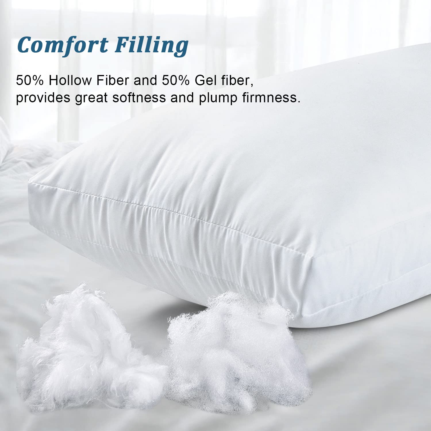 EIUE Hotel Collection Bed Pillows for Sleeping 2 Pack Queen Size，Pillows for Side and Back Sleepers,Super Soft Down Alternative Microfiber Filled Pillows,20 x 30 Inches - Grand Goldman