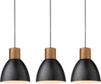 ELYONA 3 Pack Pendant Lights for Kitchen Island 7” Hammered Metal Solid Wood Small Hanging Light Fixtures Adjustable Height Farmhouse Pendant Lighting for Dining Room Bedroom Bar Office, Modern Black - Grand Goldman