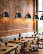 ELYONA 3 Pack Pendant Lights for Kitchen Island 7” Hammered Metal Solid Wood Small Hanging Light Fixtures Adjustable Height Farmhouse Pendant Lighting for Dining Room Bedroom Bar Office, Modern Black - Grand Goldman