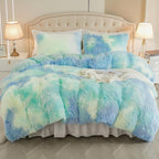 EMME Luxury Blue Fuzzy Duvet Cover Set Twin Size Fluffy Comforter Cover Set for Twin Bed 2 Pieces Shaggy and Plush Soft Bedding Duvet Covers (Tie Dye Blue, Twin) - Grand Goldman