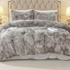 EMME Luxury Blue Fuzzy Duvet Cover Set Twin Size Fluffy Comforter Cover Set for Twin Bed 2 Pieces Shaggy and Plush Soft Bedding Duvet Covers (Tie Dye Blue, Twin) - Grand Goldman