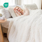 EMME Luxury Blue Fuzzy Duvet Cover Set Twin Size Fluffy Comforter Cover Set for Twin Bed 2 Pieces Shaggy and Plush Soft Bedding Duvet Covers (Tie Dye Blue, Twin) - Grand Goldman