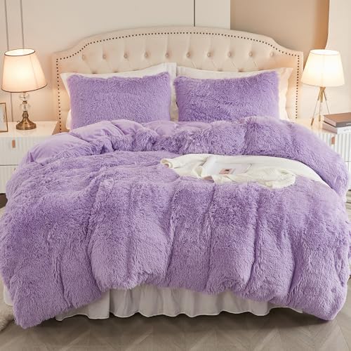EMME Luxury Blue Fuzzy Duvet Cover Set Twin Size Fluffy Comforter Cover Set for Twin Bed 2 Pieces Shaggy and Plush Soft Bedding Duvet Covers (Tie Dye Blue, Twin) - Grand Goldman